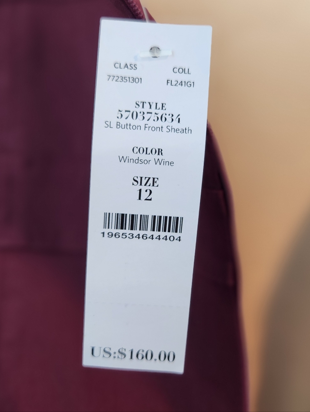 WHBM Sleeveless Front Button Sheath Dress Windsor Wine Size 12 NWT - Picture 9 of 14